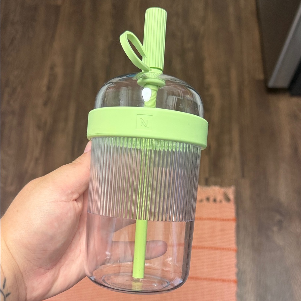 Nespresso Green and Clear Tumbler with Straw